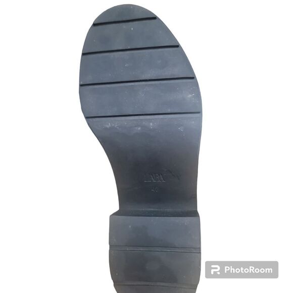 Zara Black Leather Chunky Heel Platform Ankle Boots. Size 10. - Picture 12 of 13